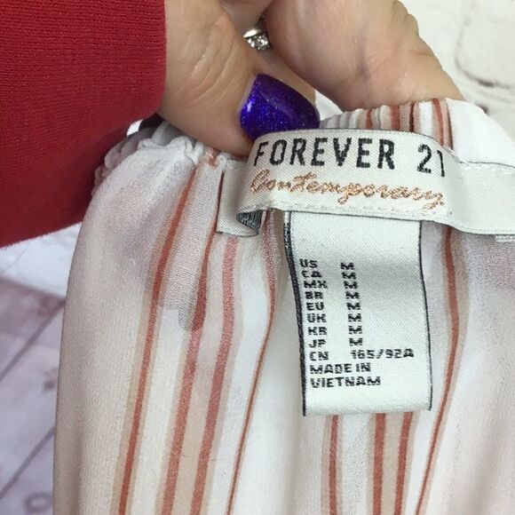 Forever 21 striped off the shoulder tunic top. Med - Picture 8 of 8